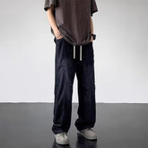 Men Jeans Summer Water Washed Hole Loose Straight Casual Trousers